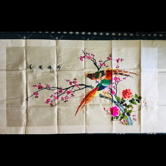 Other - Vintage Chinese Silk Hand Embroidery 24”x 44”